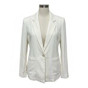 Maeve white blazer linen blend classic single-breasted design in a white Size XS